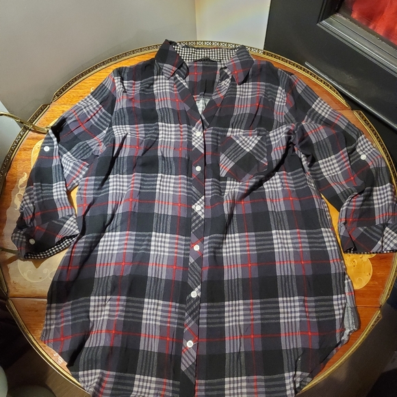 Rebel Sugar Dark Plaid Button Down - Picture 2 of 4